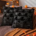 Black Cat Velvet Throw Pillow